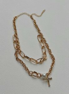 Chapelle Cross Necklace Gold sold by Princess Polly