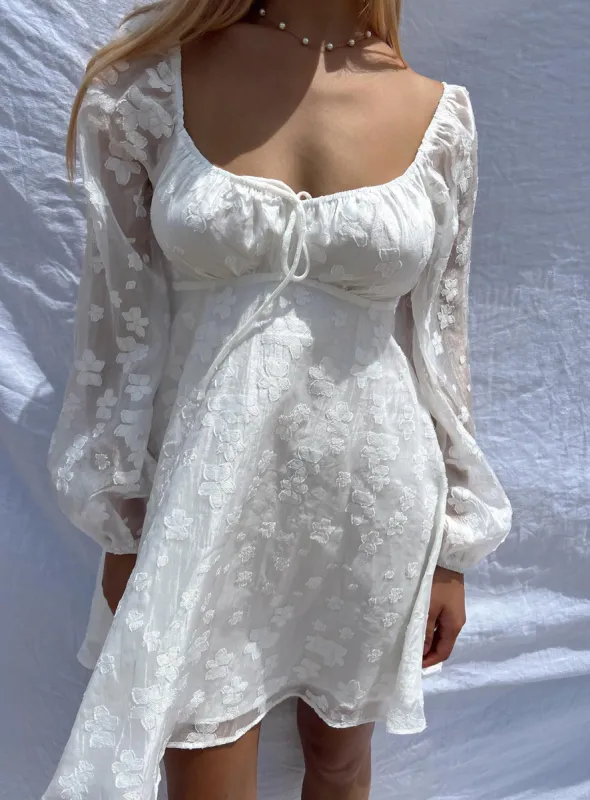 Marceau Long Sleeve Mini Dress White sold by Princess Polly