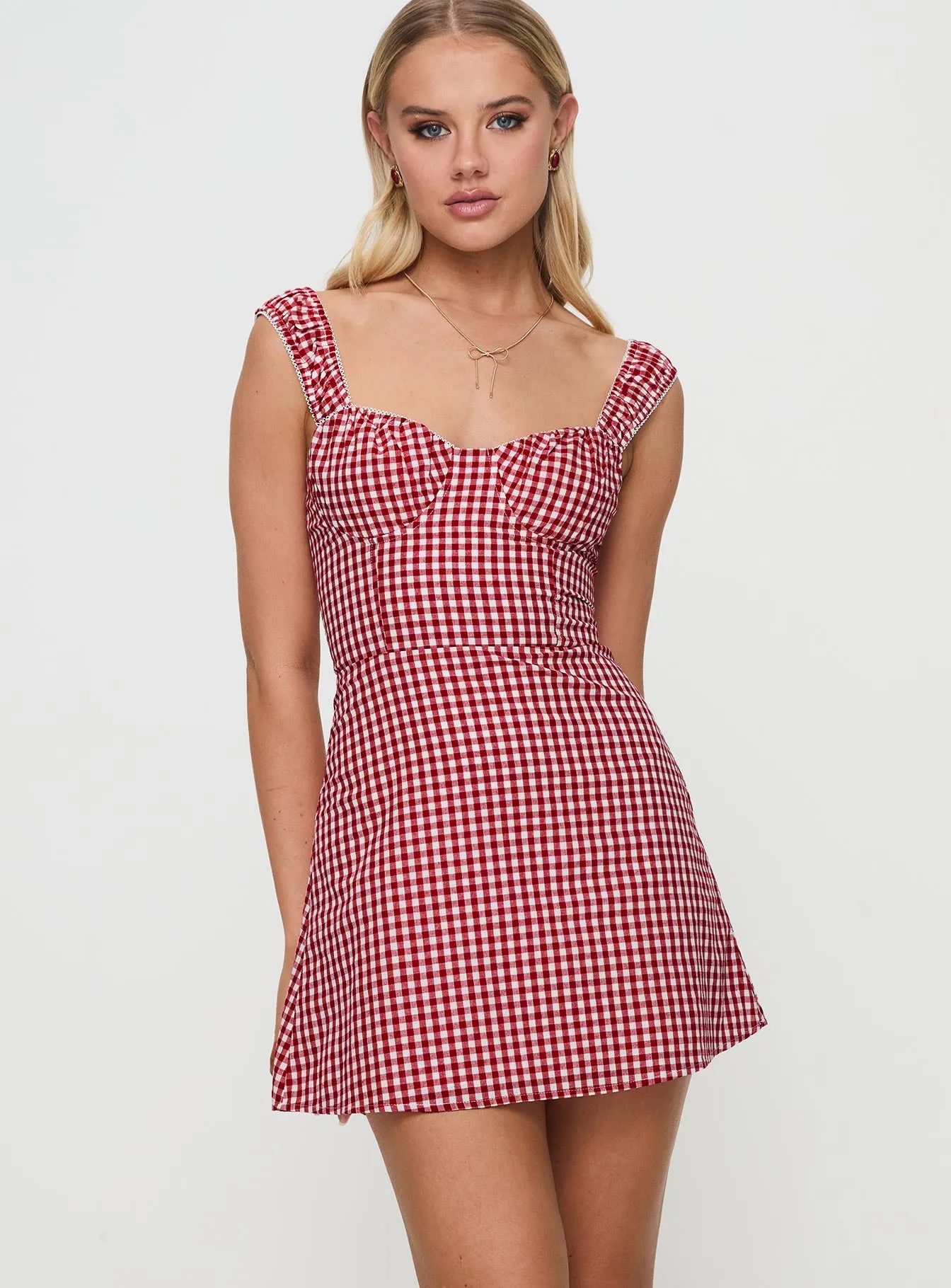 Faubert Mini Dress Red Gingham sold by Princess Polly product image thumbnail 2