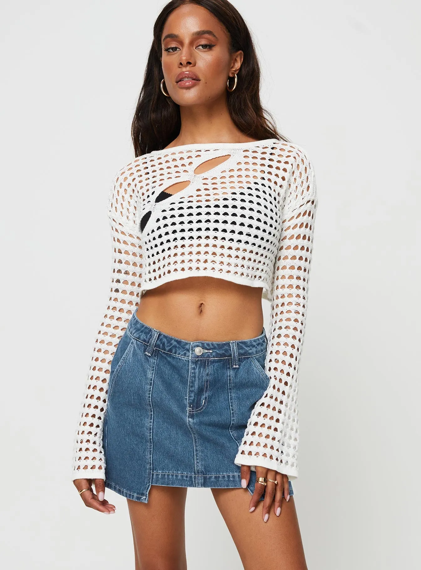 Trevina Denim Mini Skirt Mid Wash sold by Princess Polly product image thumbnail 2