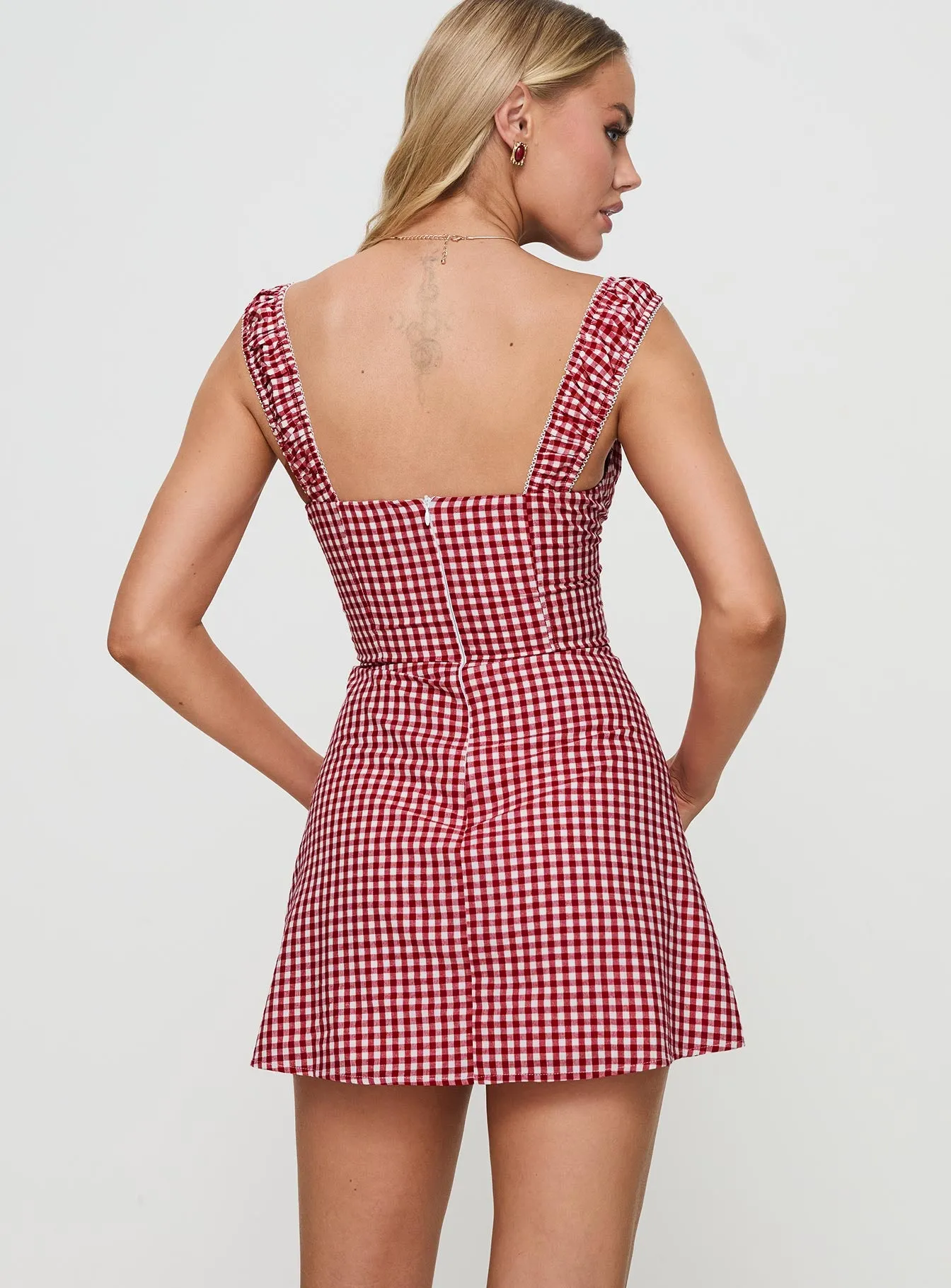 Faubert Mini Dress Red Gingham sold by Princess Polly product image thumbnail 5
