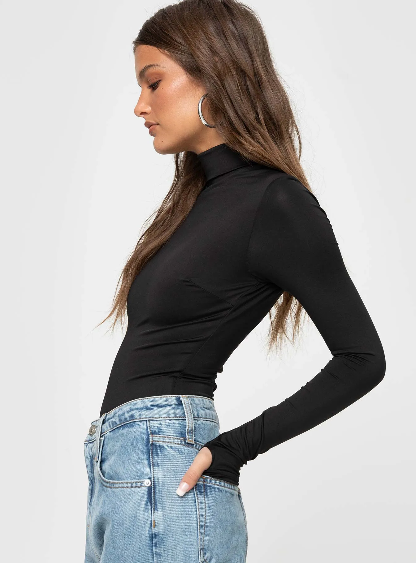 Bayda Long Sleeve Bodysuit Black sold by Princess Polly product image thumbnail 4