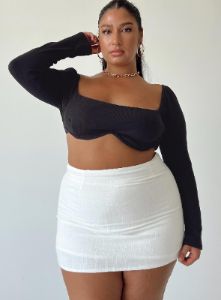 Selby Mini Skirt White Curve sold by Princess Polly
