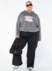 Princess Polly Hooded Sweatshirt Bubble Text Charcoal / Light Pink Curve sold by Princess Polly
