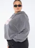 Princess Polly Hooded Sweatshirt Bubble Text Charcoal / Light Pink Curve sold by Princess Polly