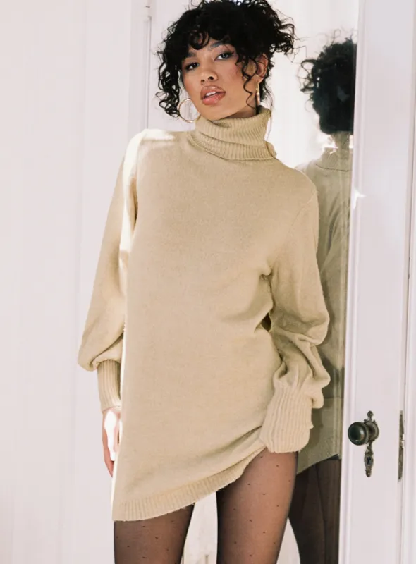 Zahara Mini Dress Beige Petite sold by Princess Polly