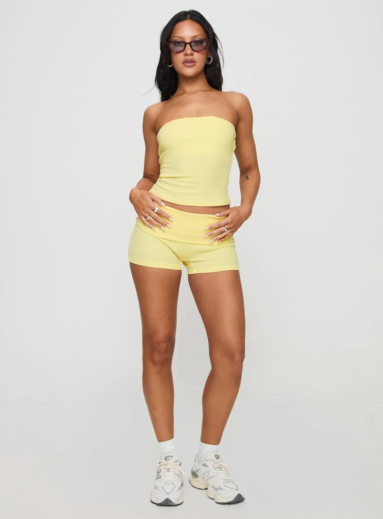 Baseline Strapless Rib Top Yellow sold by Princess Polly product image thumbnail 3
