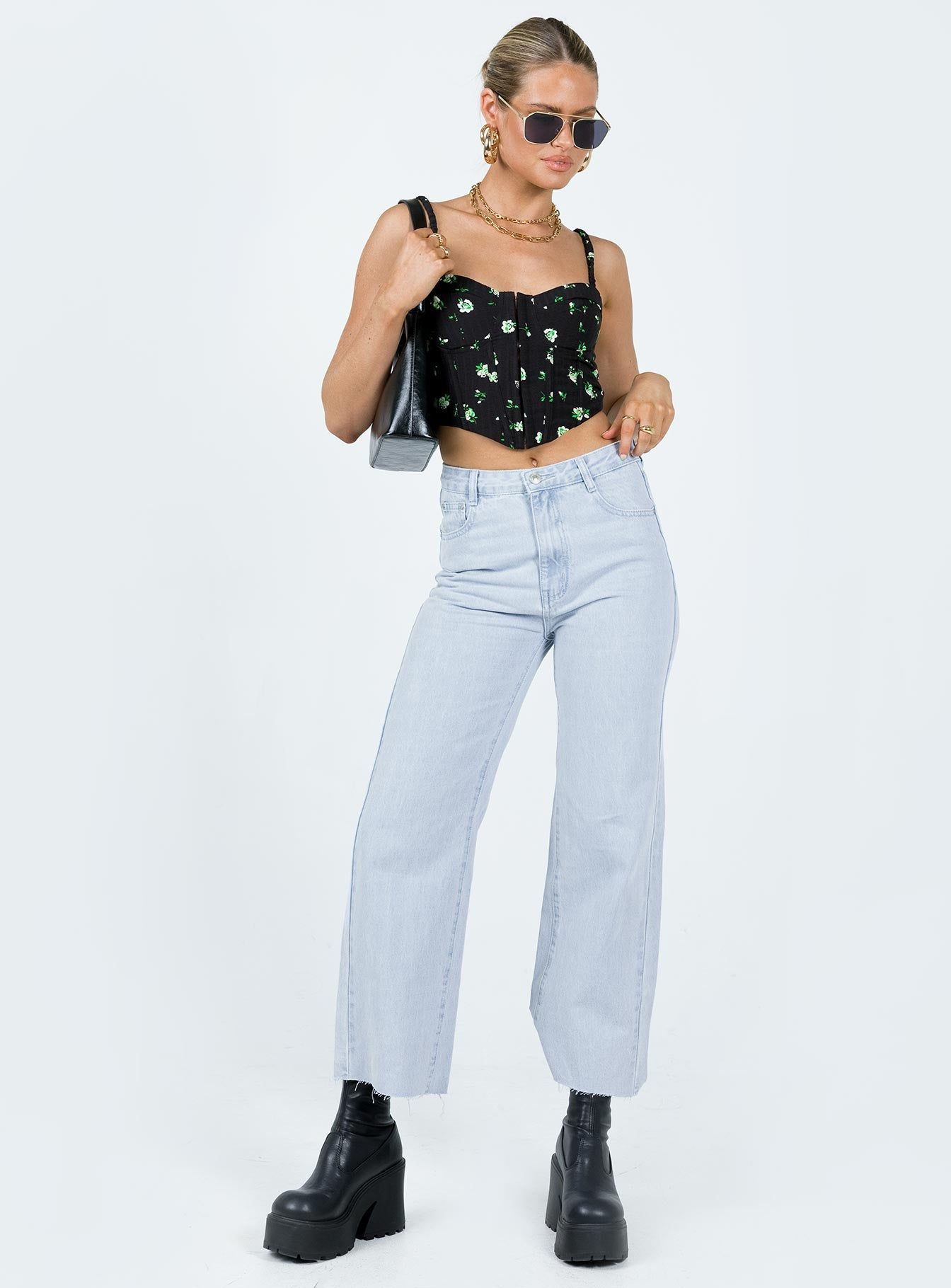 Symonds Corset Top Black / Floral sold by Princess Polly product image thumbnail 2