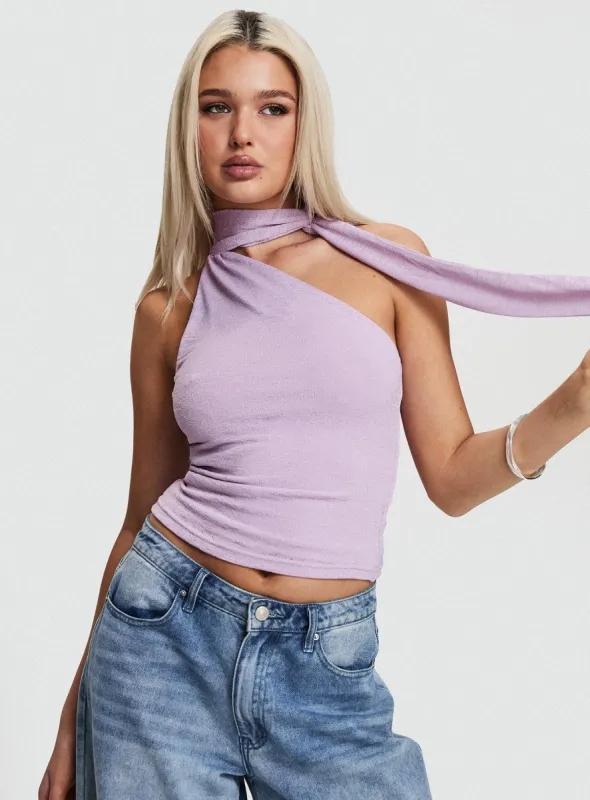 Anderstone Neck Tie Top Purple sold by Princess Polly