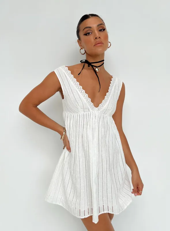 Laney Mini Dress White sold by Princess Polly