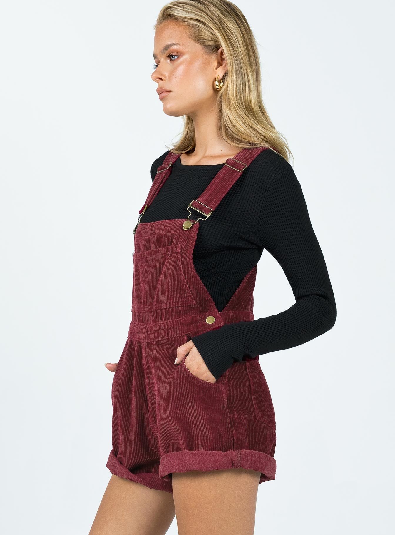 Kacey Overalls Burgundy sold by Princess Polly product image thumbnail 3