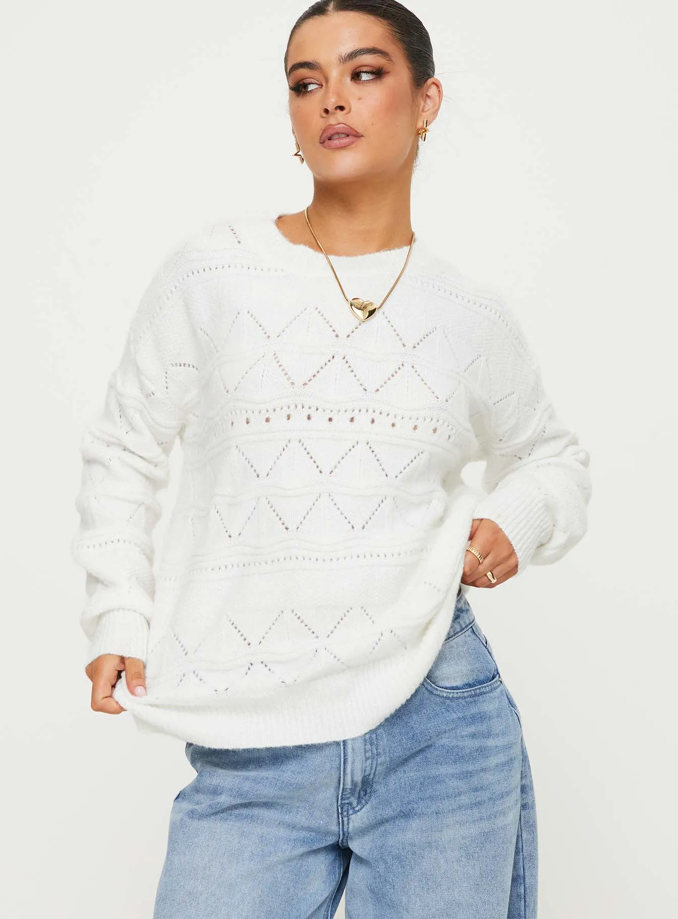 Pierce Pointelle Sweater Cream sold by Princess Polly product image thumbnail 2