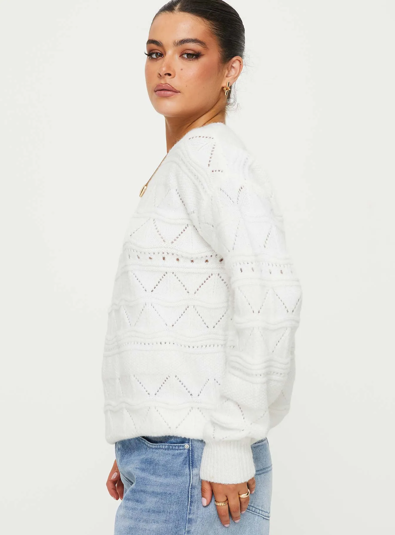 Pierce Pointelle Sweater Cream sold by Princess Polly product image thumbnail 4