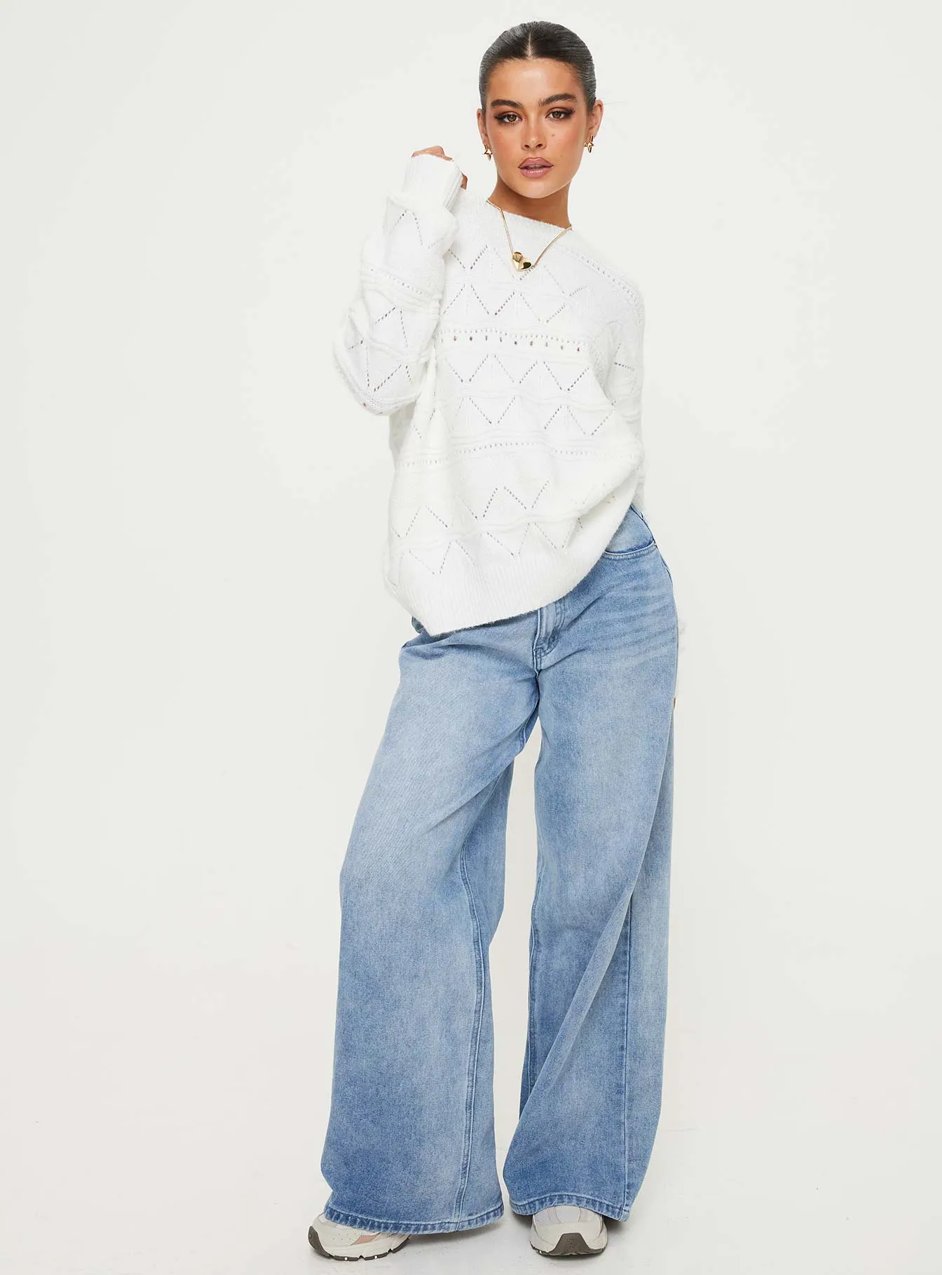 Pierce Pointelle Sweater Cream sold by Princess Polly product image thumbnail 3