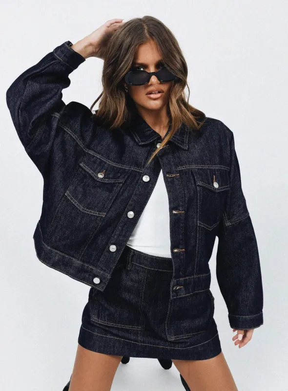 Hughes Jacket Dark Wash Denim sold by Princess Polly