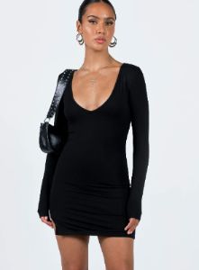 Kingsland Long Sleeve Mini Dress Black sold by Princess Polly