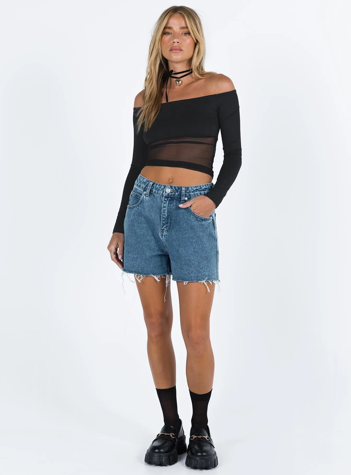Laurena Dark Denim Shorts Tall sold by Princess Polly product image thumbnail 3