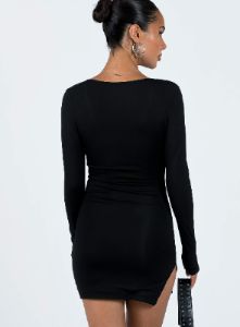 Kingsland Long Sleeve Mini Dress Black sold by Princess Polly