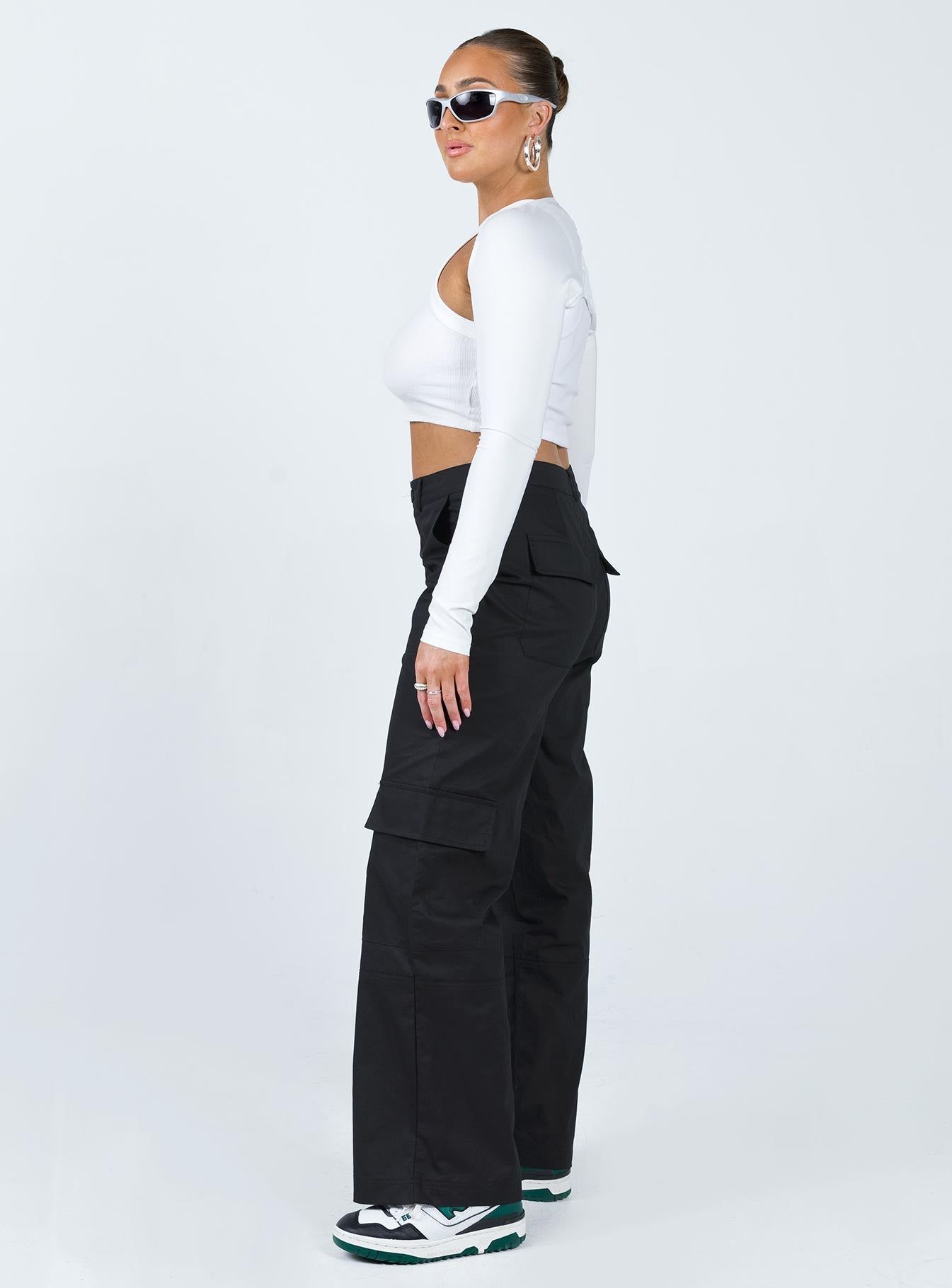 Luna Mid Rise Cargo Pants Black sold by Princess Polly product image thumbnail 4