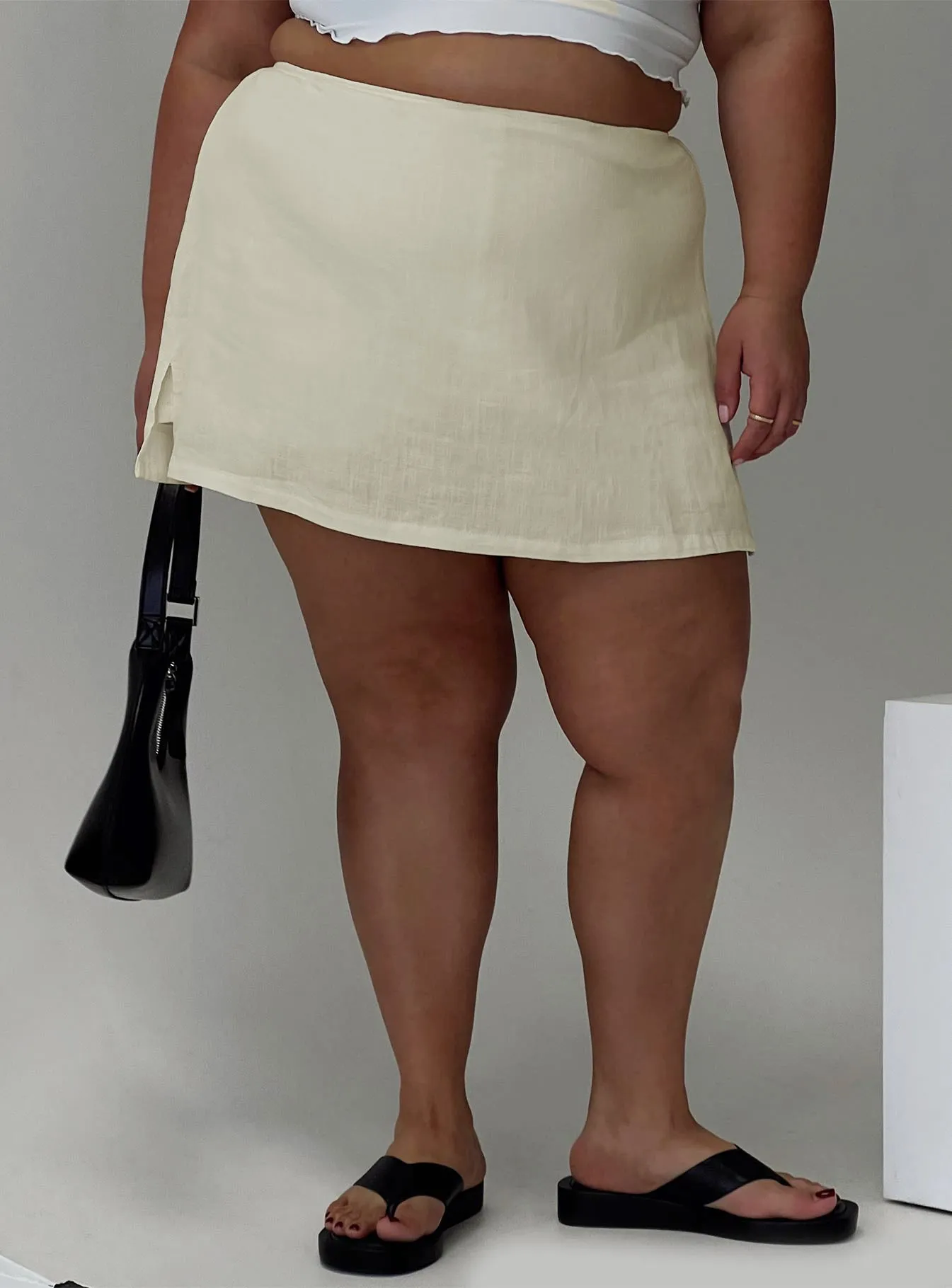 Gigi Skort Linen Cream Curve sold by Princess Polly