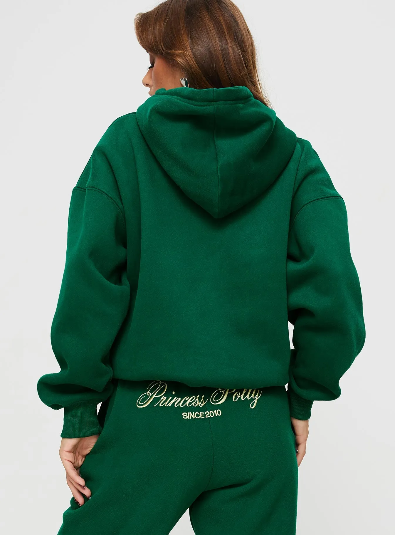Princess Polly Hooded Sweatshirt Script Green / Ivory sold by Princess Polly product image thumbnail 5