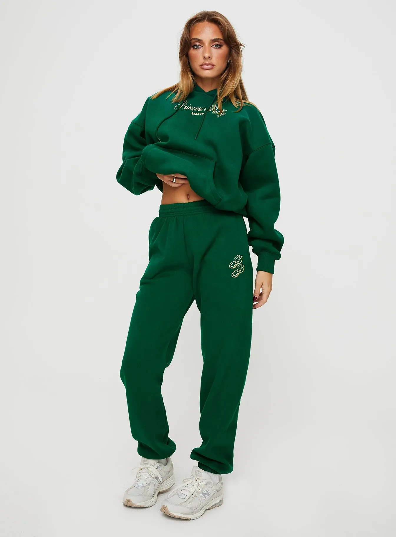 Princess Polly Hooded Sweatshirt Script Green / Ivory sold by Princess Polly product image thumbnail 3