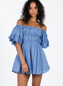 Halton Mini Dress Blue sold by Princess Polly