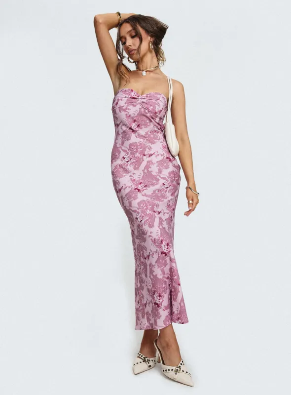 Abeila Strapless Maxi Dress Pink sold by Princess Polly