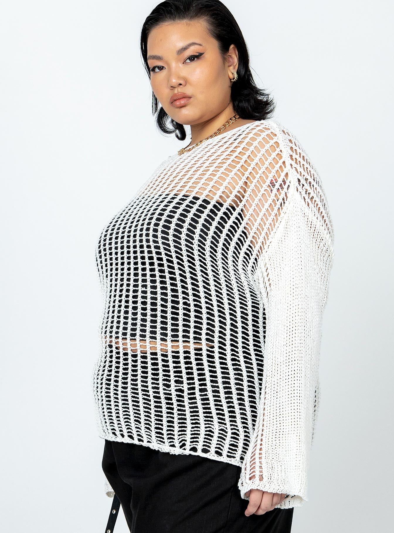The Kennedy Sweater White Curve sold by Princess Polly product image thumbnail 4