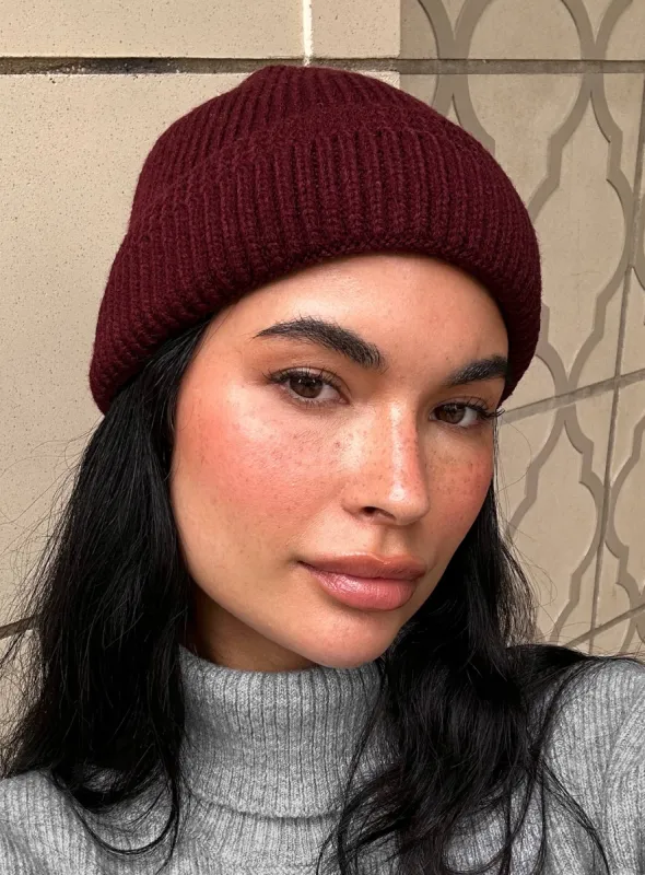 Camdyn Beanie Maroon sold by Princess Polly