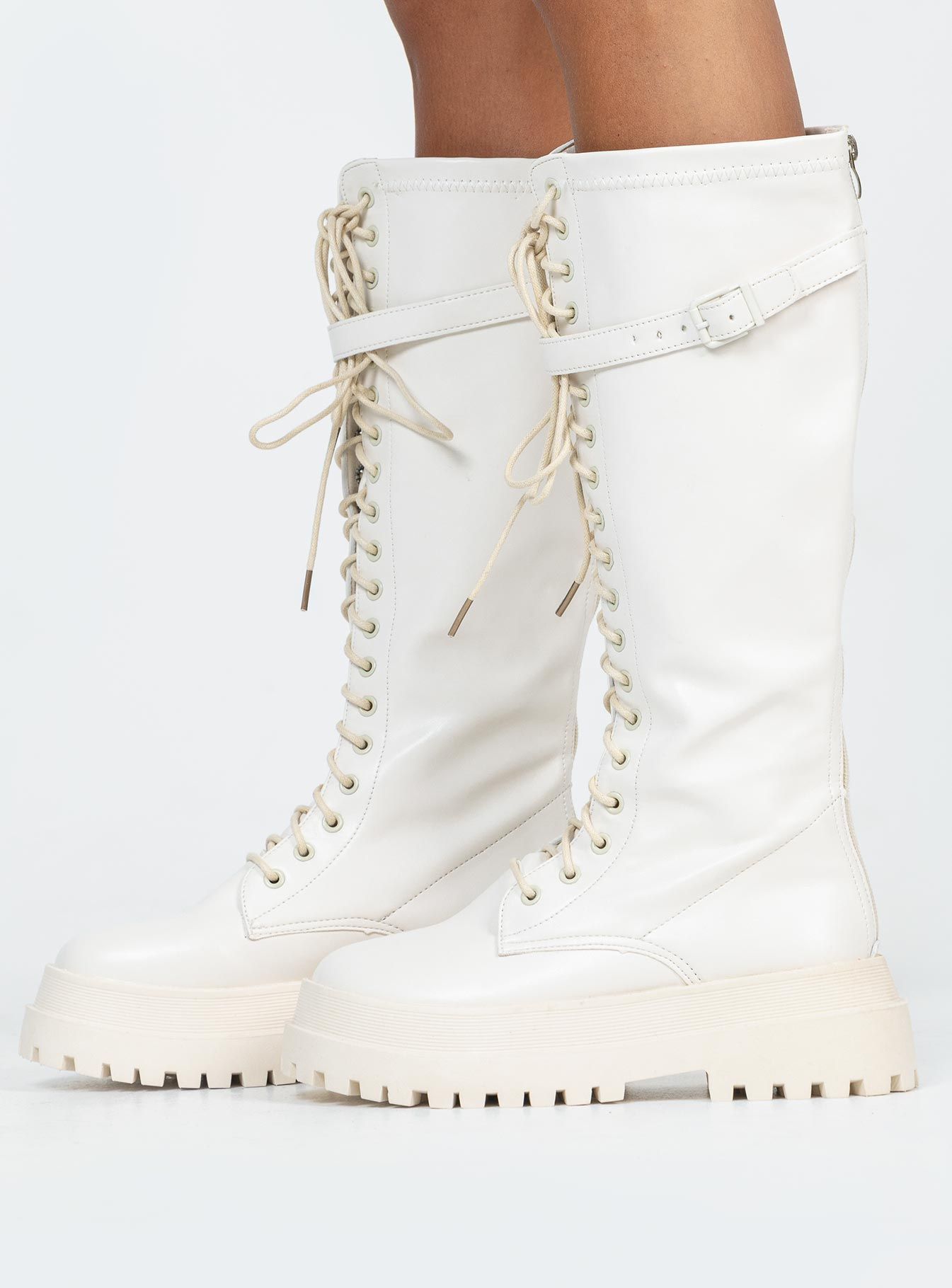 Fulton Lace Up Boots Cream sold by Princess Polly product image thumbnail 3