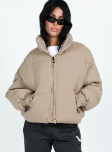7th Avenue Puffer Jacket Beige sold by Princess Polly