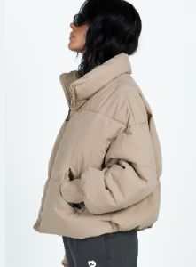 7th Avenue Puffer Jacket Beige sold by Princess Polly