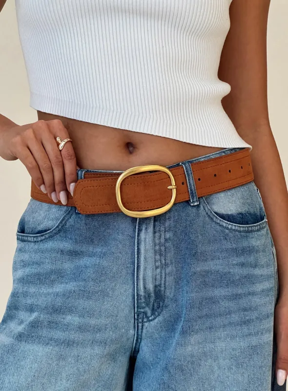 Sunbeam Faux Suede Belt Brown sold by Princess Polly