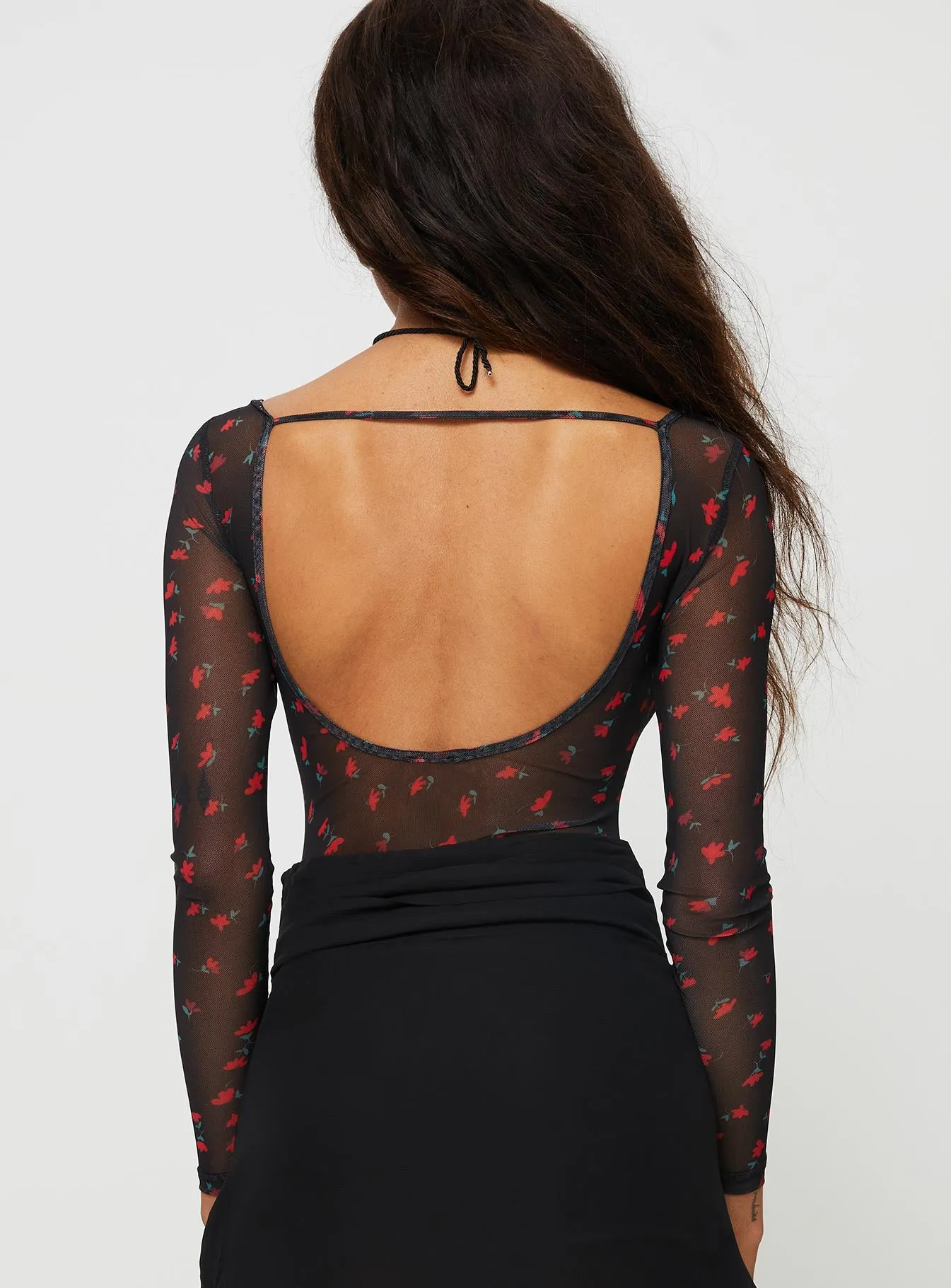 Lamaro Long Sleeve Bodysuit Black / Red Floral sold by Princess Polly product image thumbnail 5