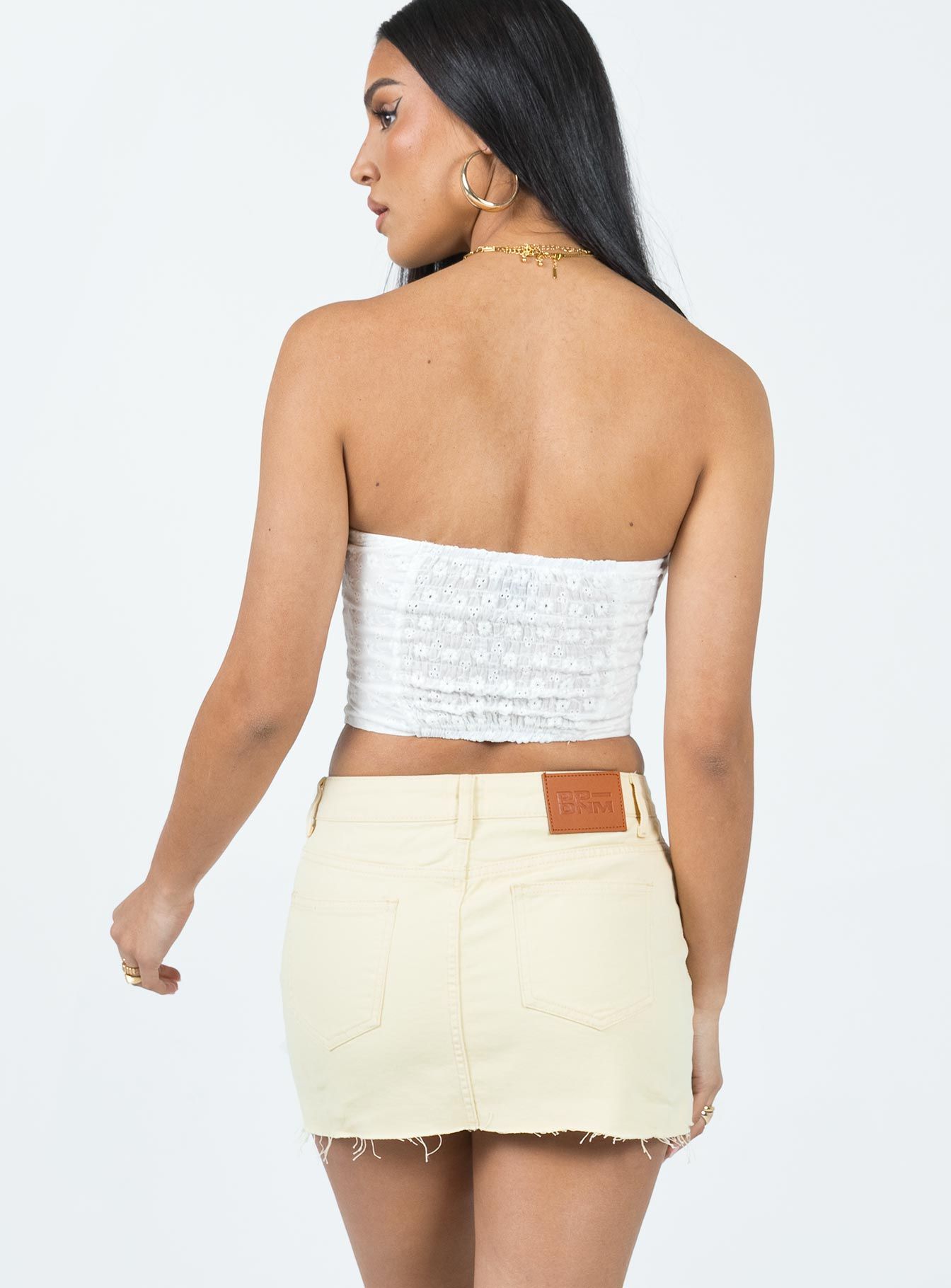 Tianna Cream Denim Mini Skirt Mid Rise sold by Princess Polly product image thumbnail 5