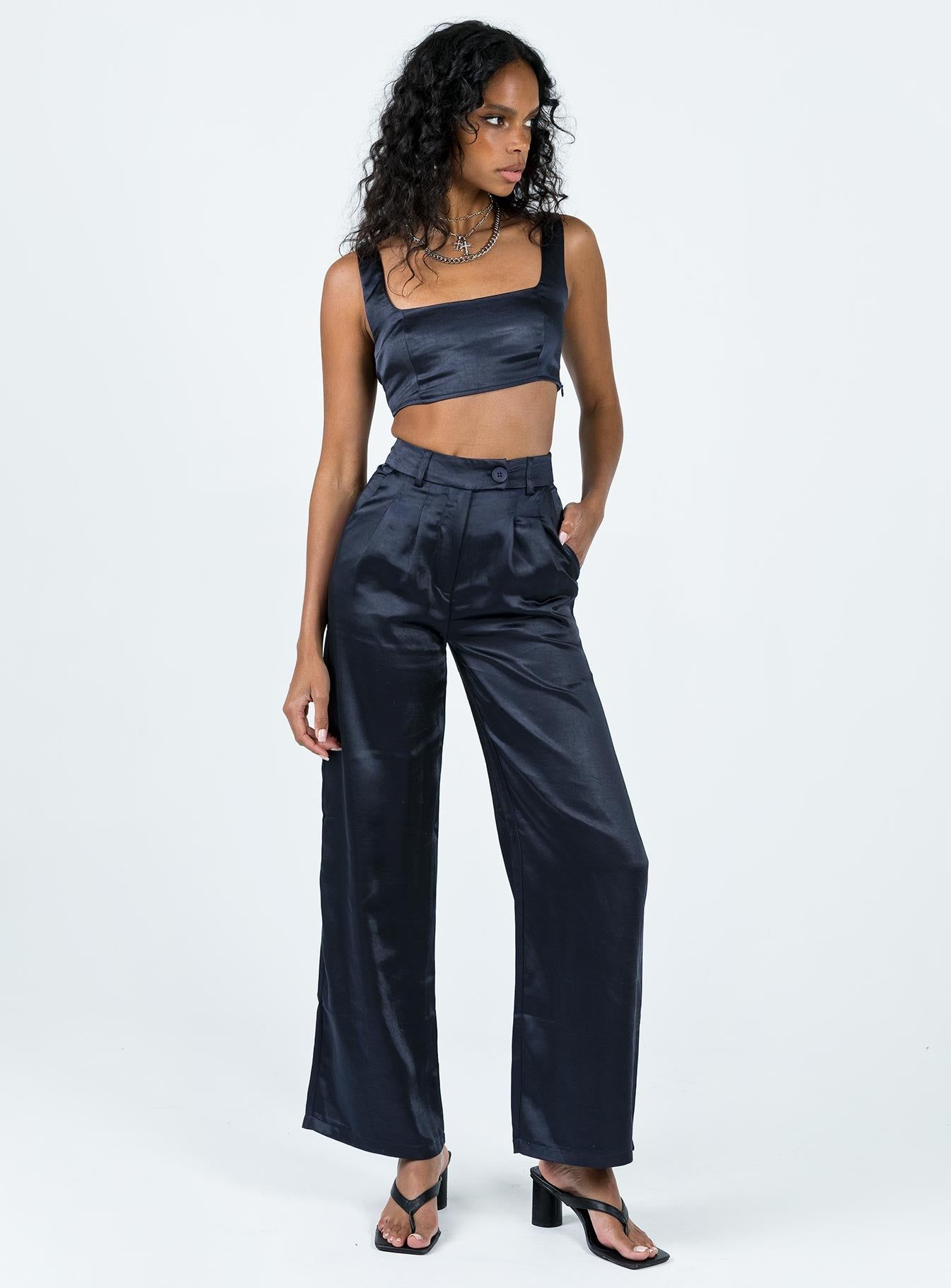 Huxley Satin Set Navy sold by Princess Polly product image thumbnail 2