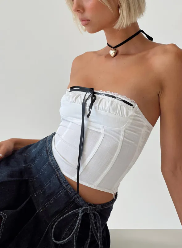 Elkin Strapless Top White sold by Princess Polly