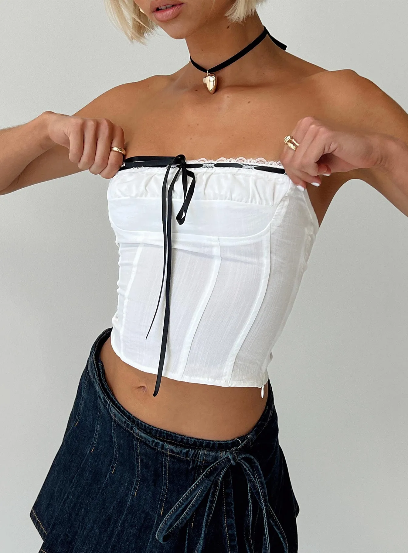 Elkin Strapless Top White sold by Princess Polly product image thumbnail 5