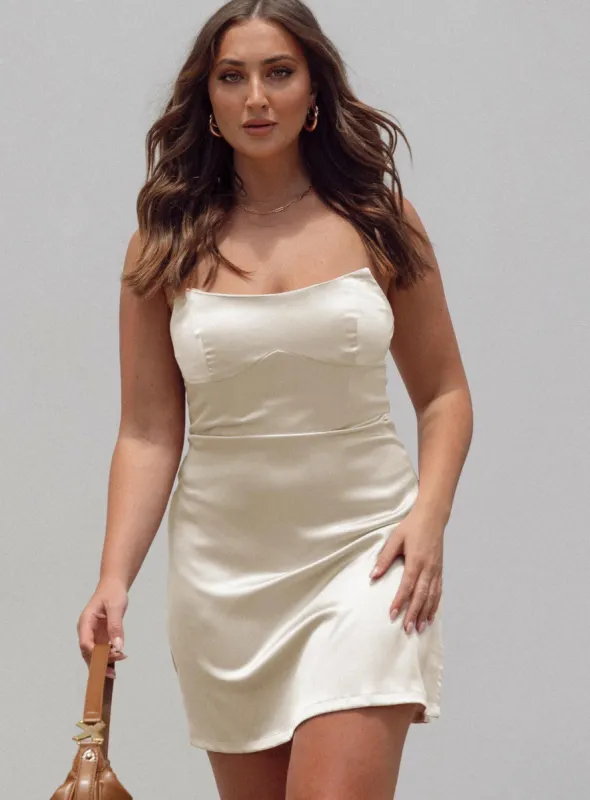Belli Strapless Mini Dress Champagne sold by Princess Polly