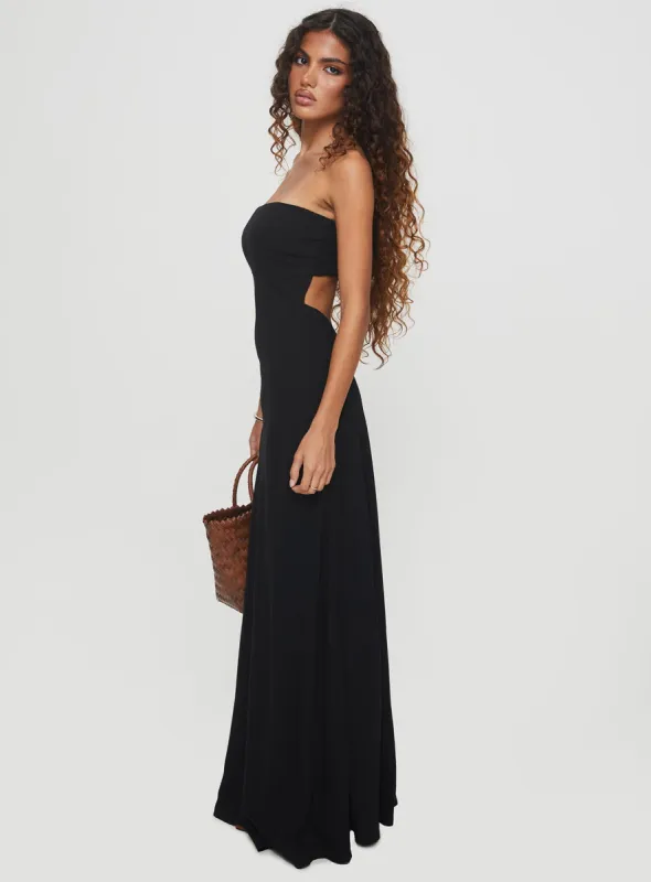 Yahir Strapless Maxi Dress Black sold by Princess Polly