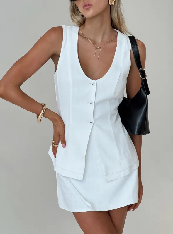 Springview Vest Top White sold by Princess Polly