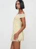Bonnin Off The Shoulder Lace Mini Dress Yellow sold by Princess Polly