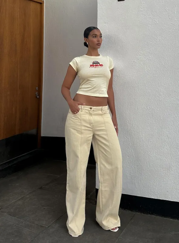 Dawson Jeans Ecru sold by Princess Polly