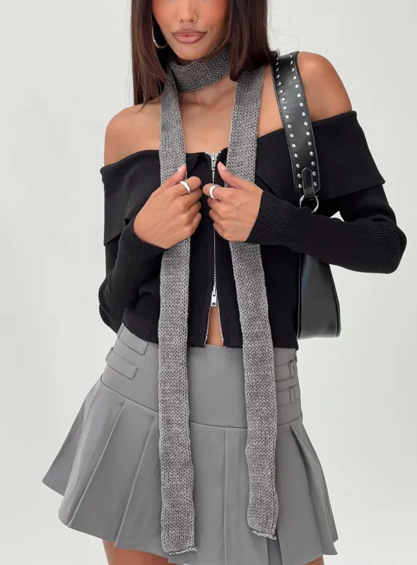 Avenue Skinny Scarf Grey sold by Princess Polly