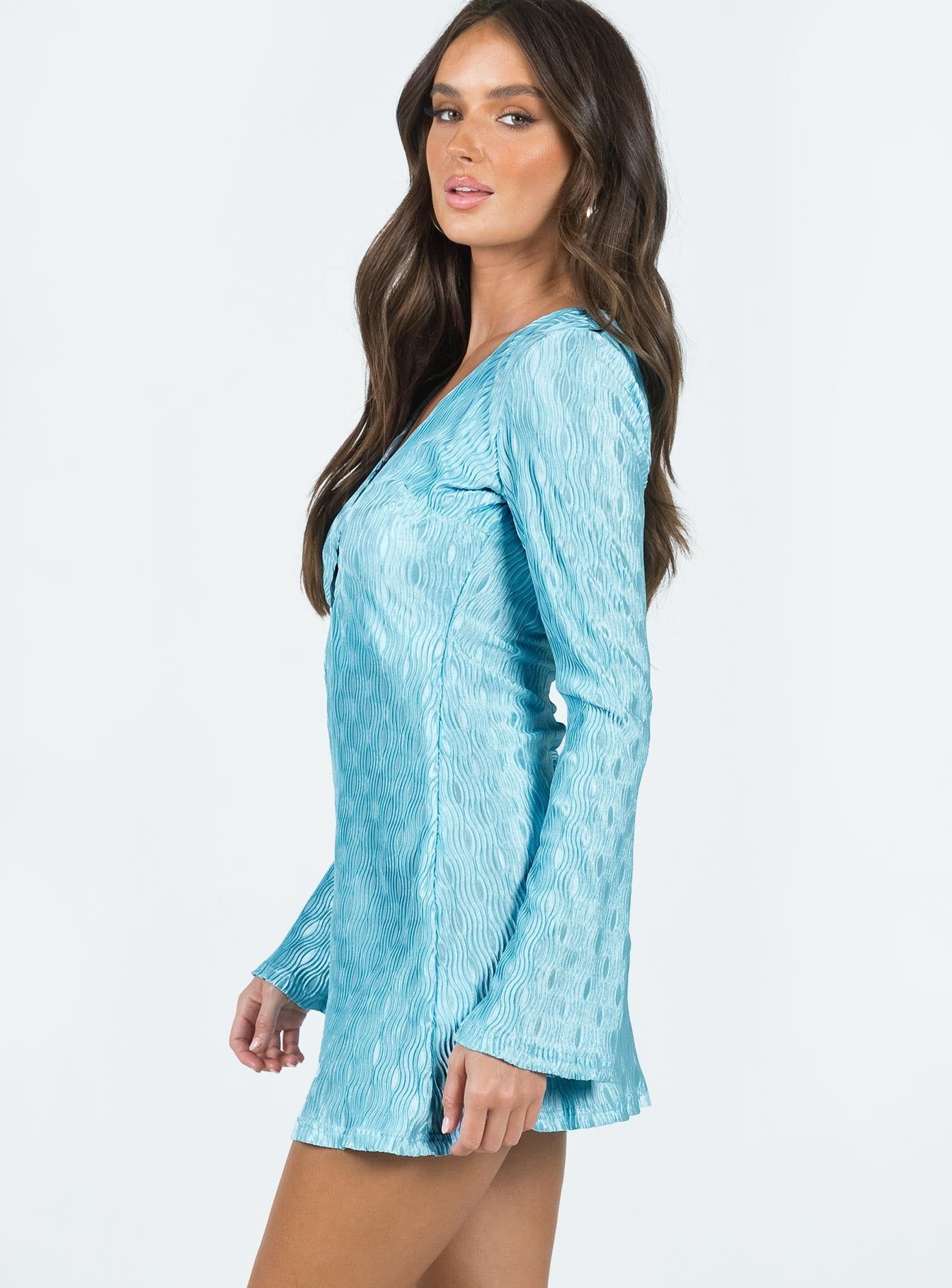 Breah Long Sleeve Mini Dress Blue sold by Princess Polly product image thumbnail 4