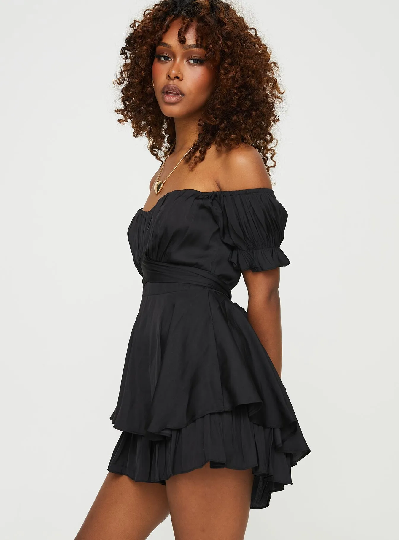 Poppins Off Shoulder Romper Black sold by Princess Polly product image thumbnail 4