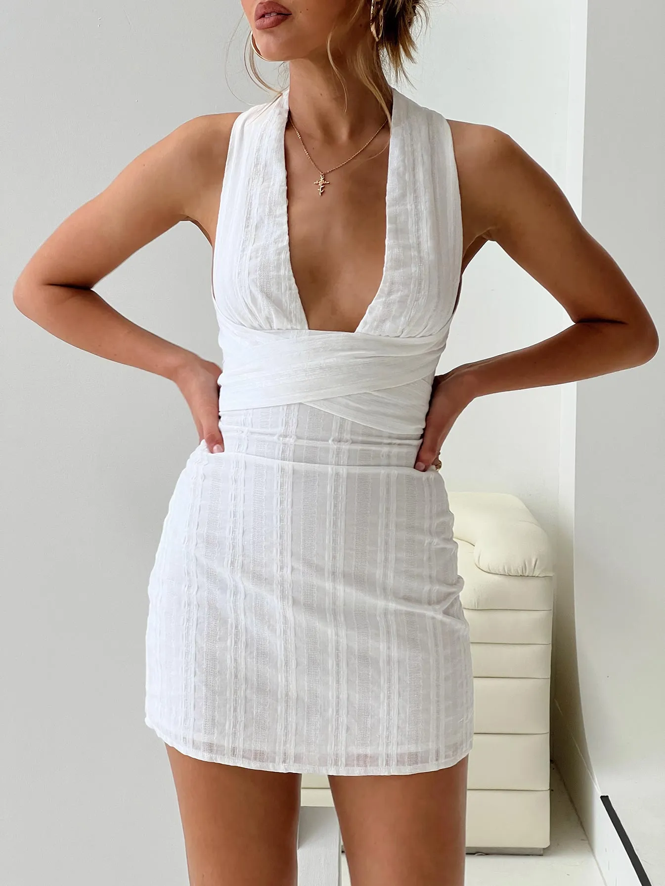 Alsace Mini Dress White sold by Princess Polly product image thumbnail 3