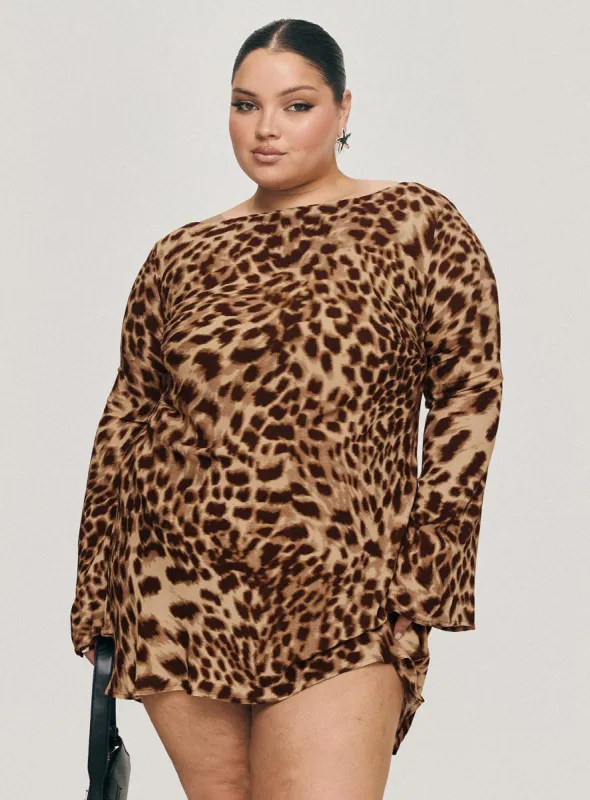 Halo Bias Mini Dress Leopard Curve sold by Princess Polly