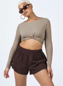 Beach House Shorts Cord Brown sold by Princess Polly